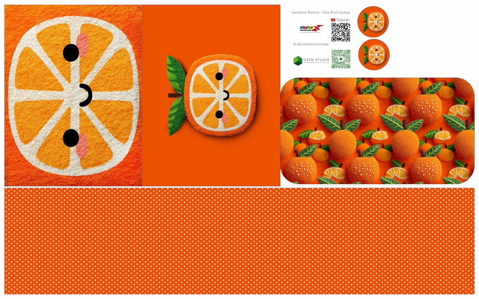 Painel Sintético Doll Lancheira Cute Fruit Laranja