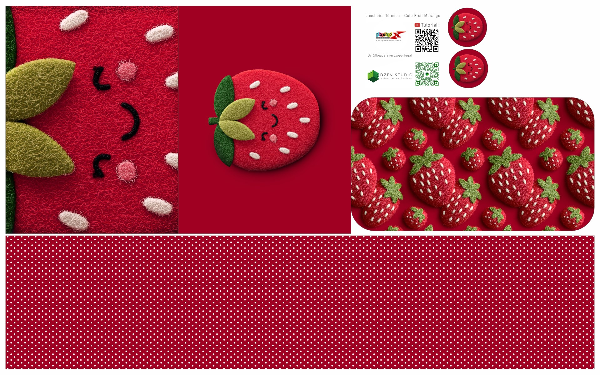 Painel Sintético Doll Lancheira Cute Fruit Morango