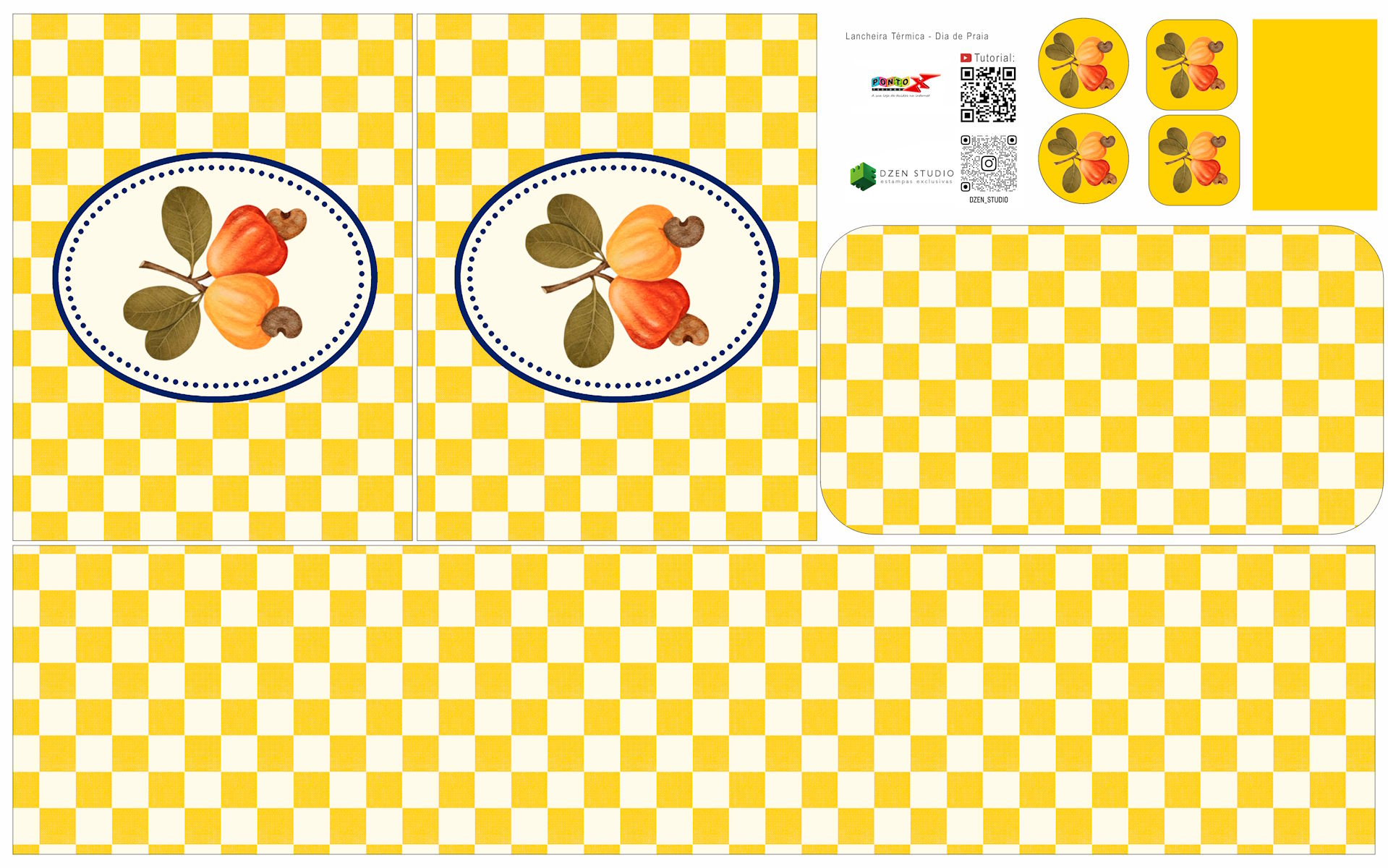 Painel Sintético Doll Lancheira Fruit Amarelo Caju