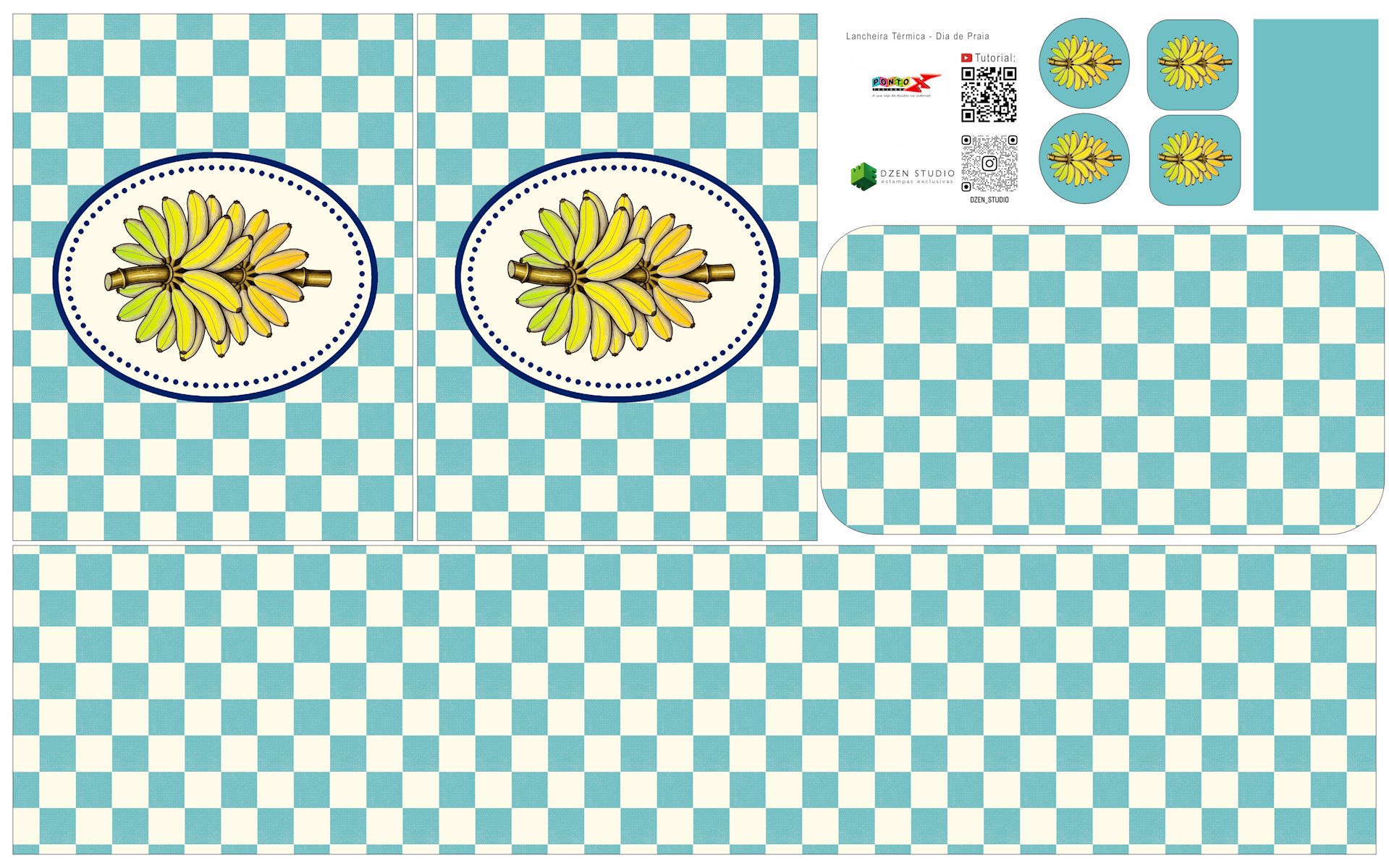 Painel Sintético Doll Lancheira Fruit Azul Banana