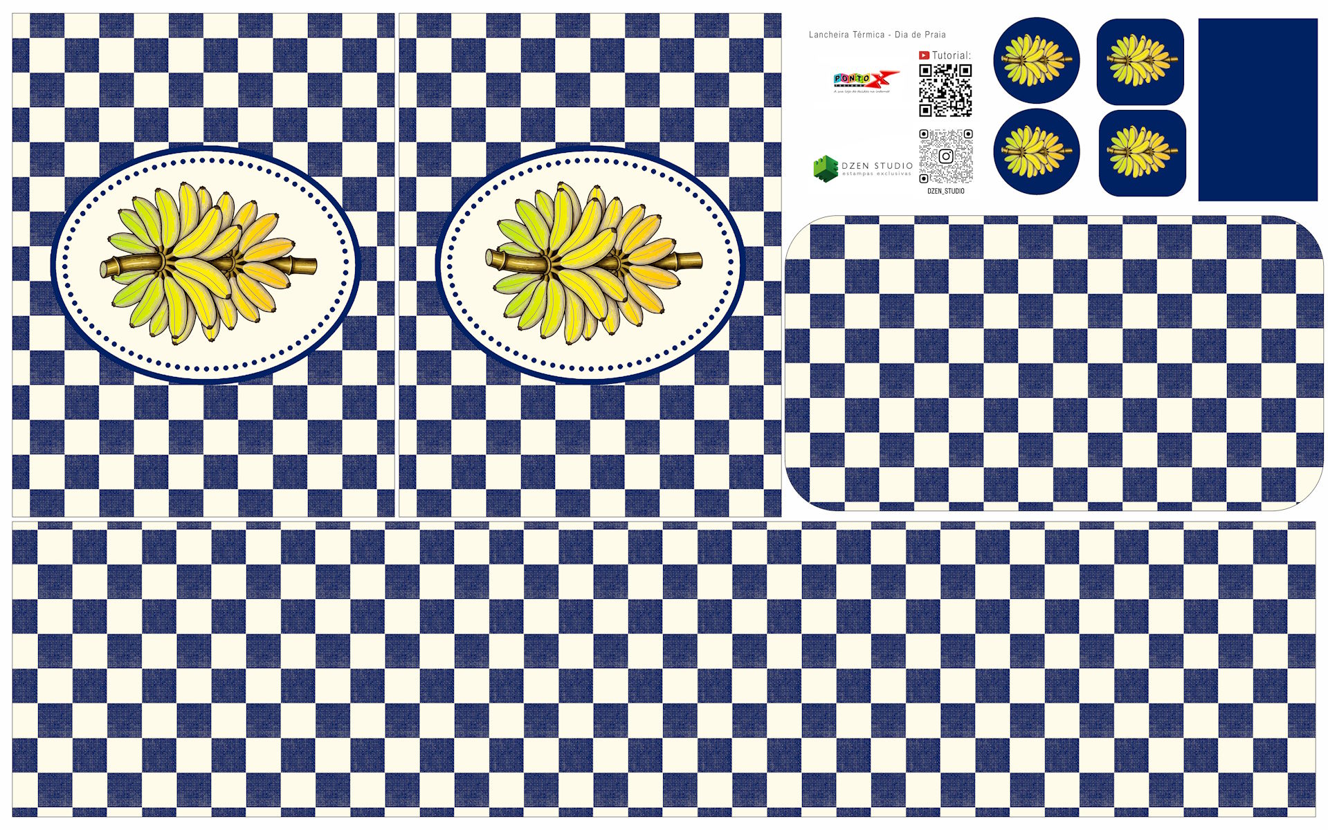 Painel Sintético Doll Lancheira Fruit Marinho Banana