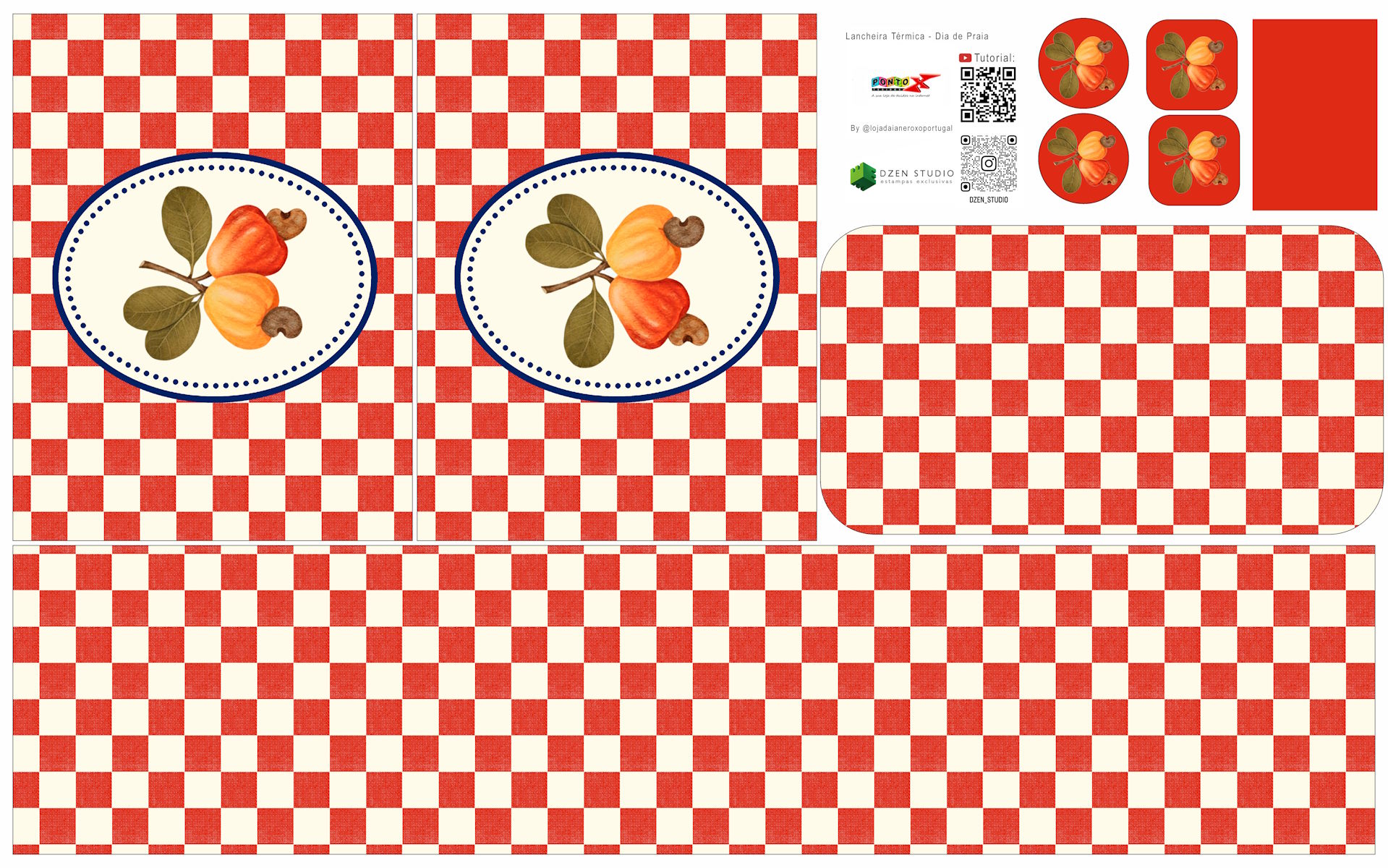 Painel Sintético Doll Lancheira Fruit Vermelho Caju