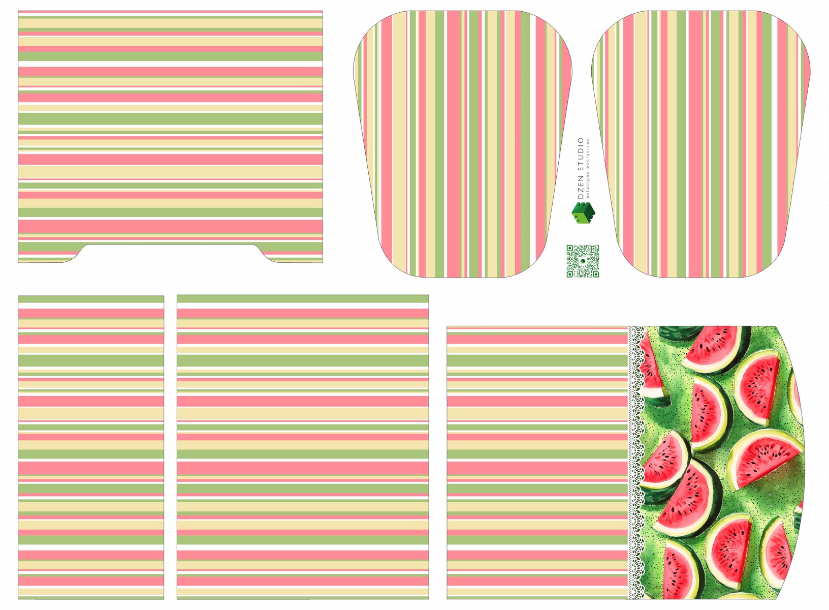 Painel Sintético Doll Lancheira Melancia Pedaços