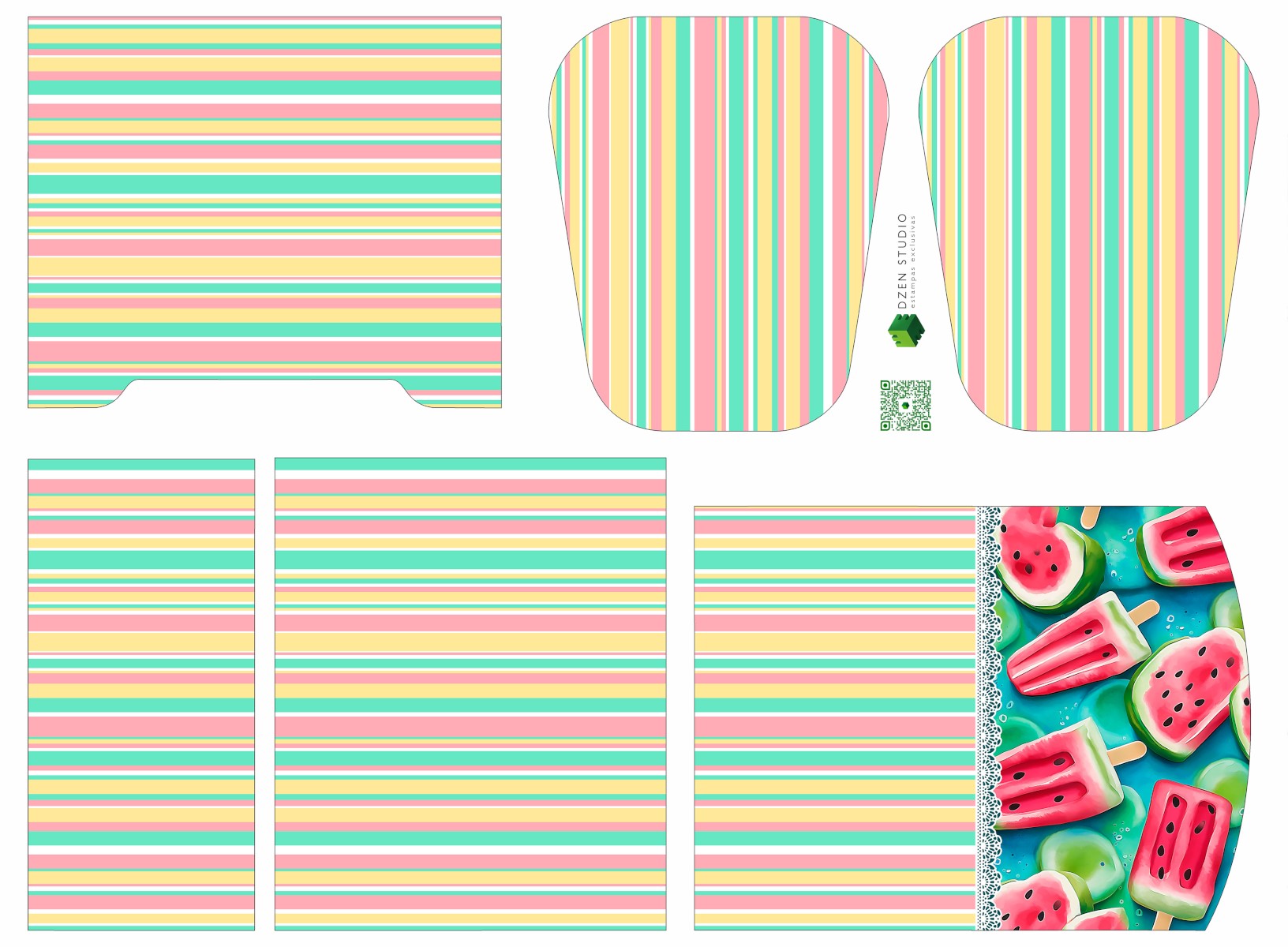 Painel Sintético Doll Lancheira Melancia Picolé