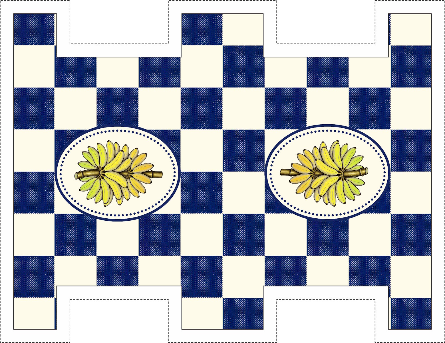 Painel Sintético Doll Mini Necessarie Fruit Banana Marinho