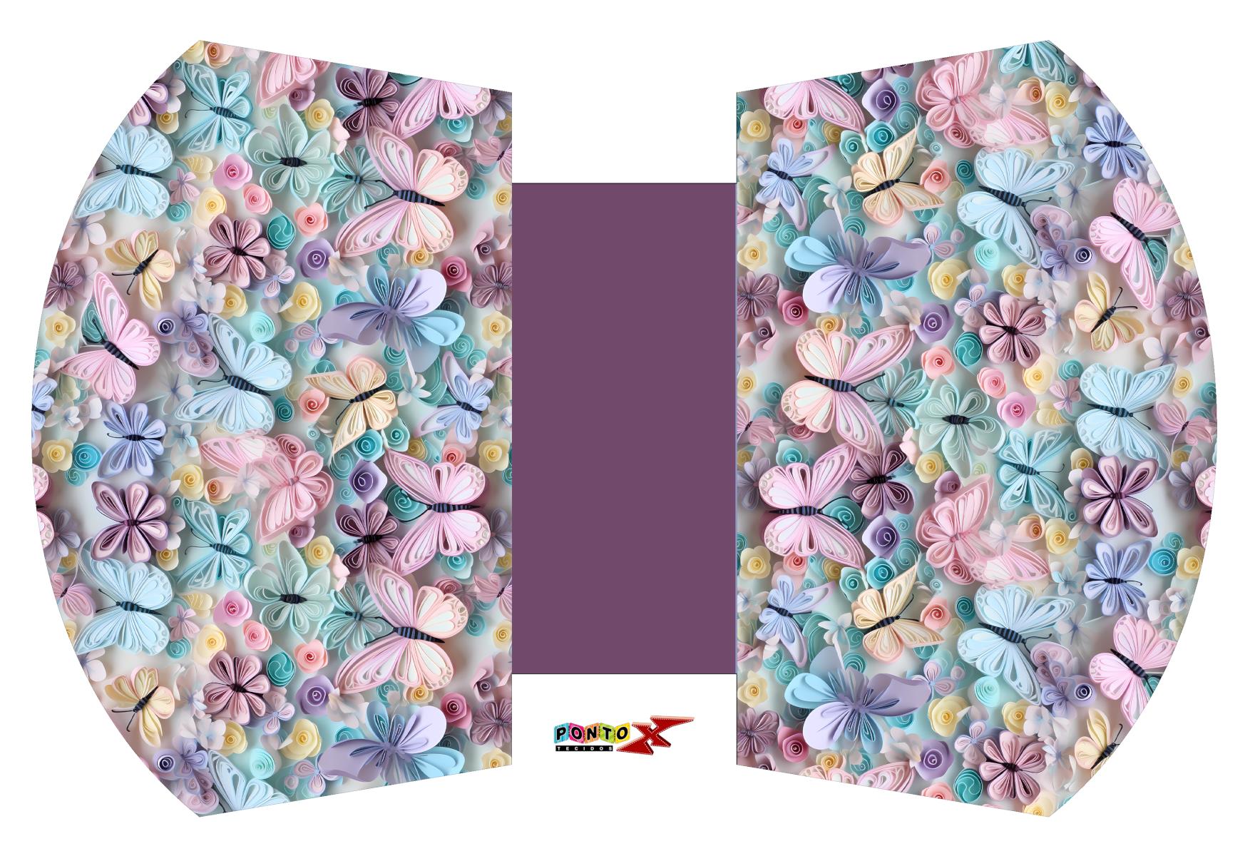 Painel Sintético Doll Necessarie Borboletas Tiffany e Rosa 3D