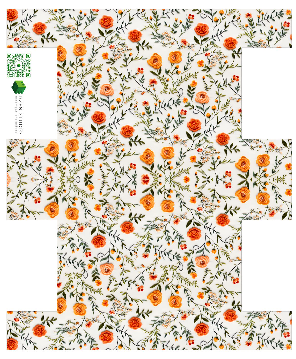 Painel Sintético Doll Necessarie Floral Pequeno Fundo Branco