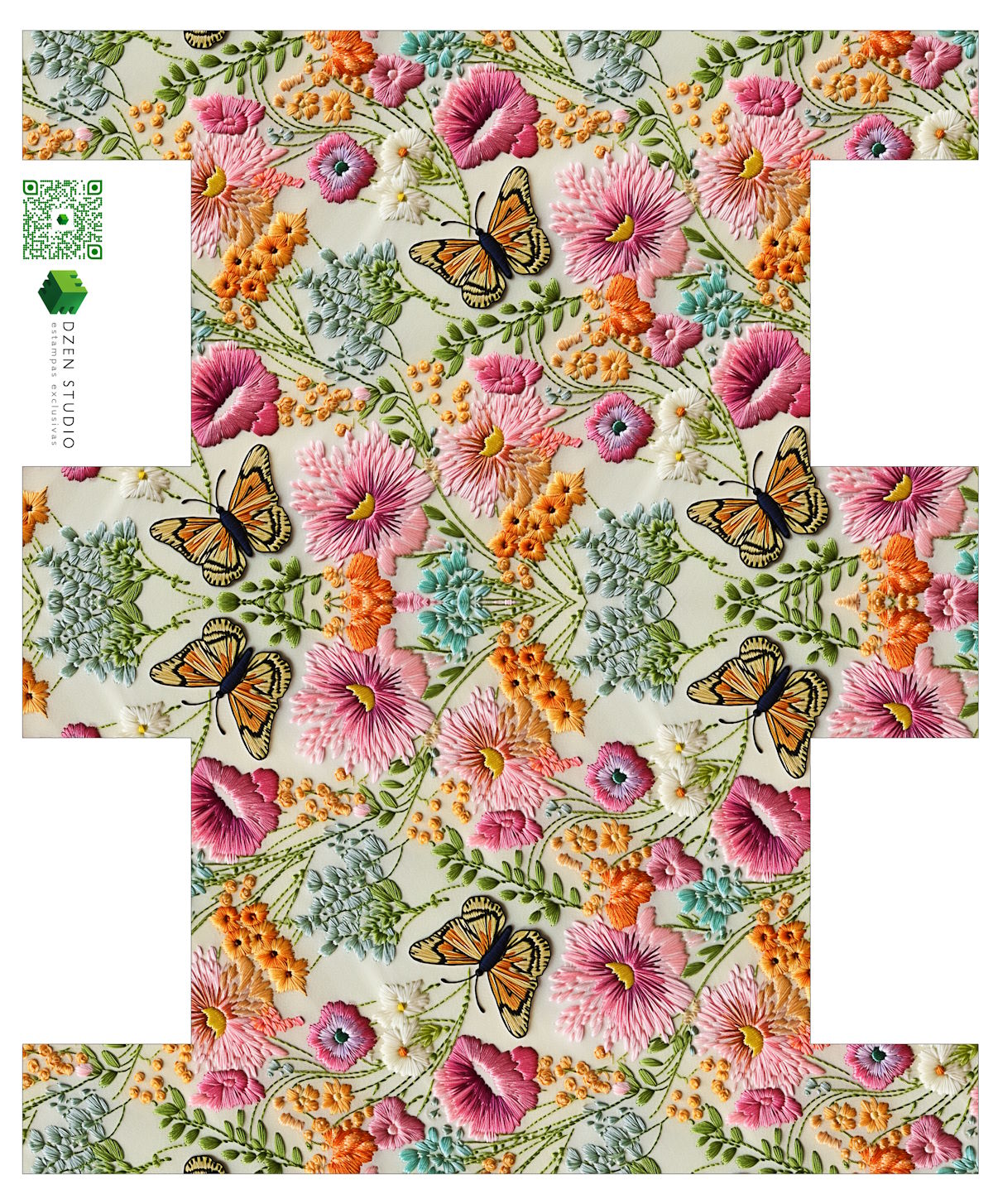Painel Sintético Doll Necessarie Flores e Borboleta