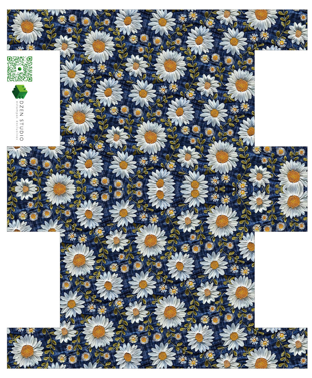 Painel Sintético Doll Necessarie Margarida Fundo Jeans