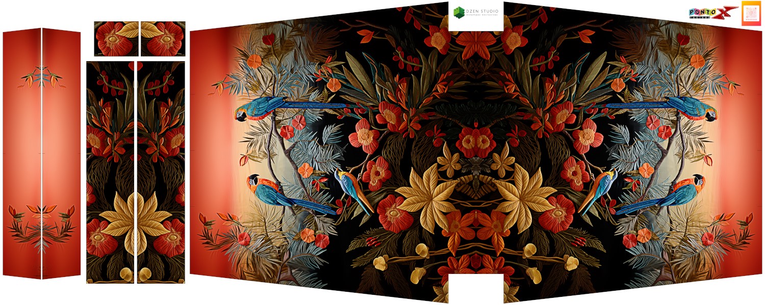 Painel Totebag Araras Fundo Escuro - Sintético