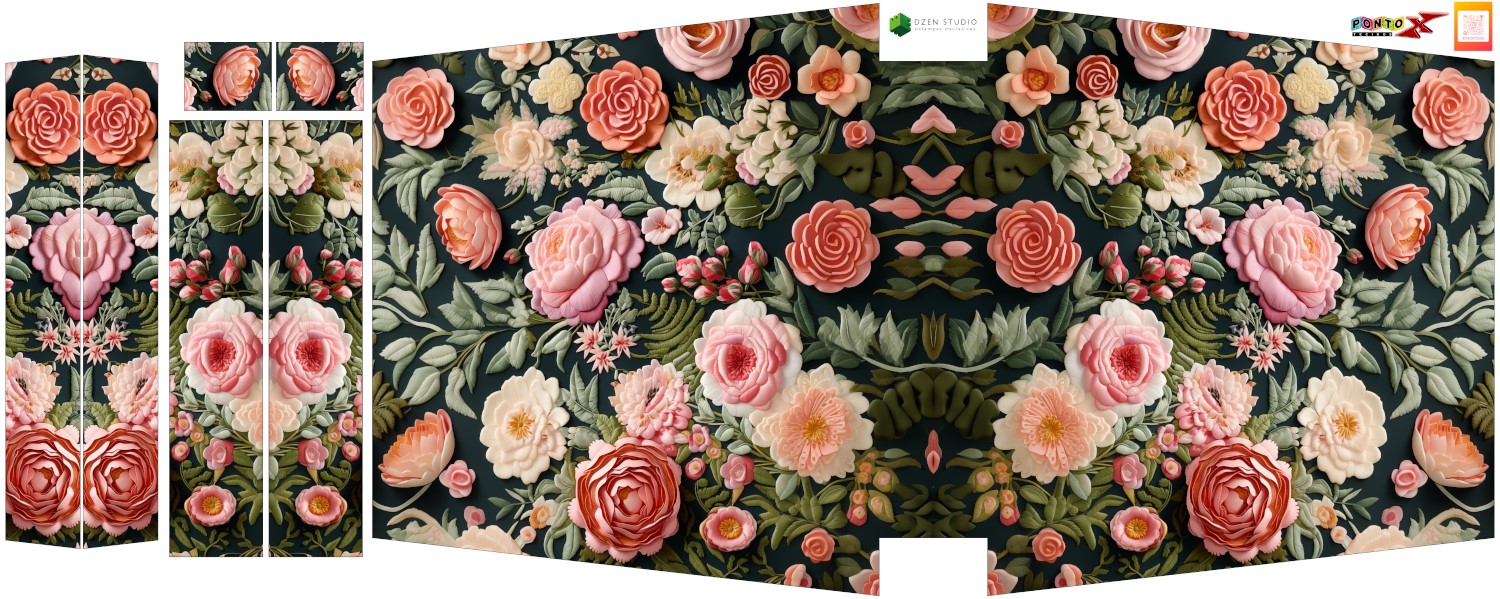 Painel Totebag Flores Rosas 3D - Sintético