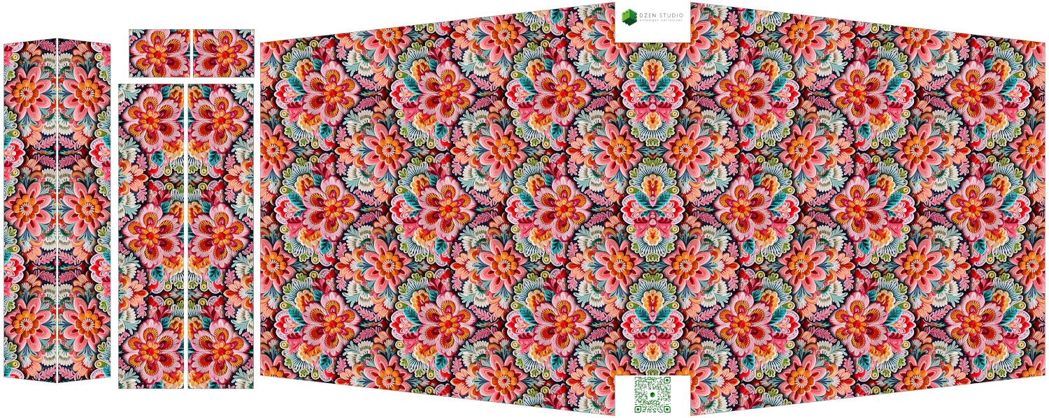 Painel Totebag Mandalas Rosas e Vermelhas - Sintético