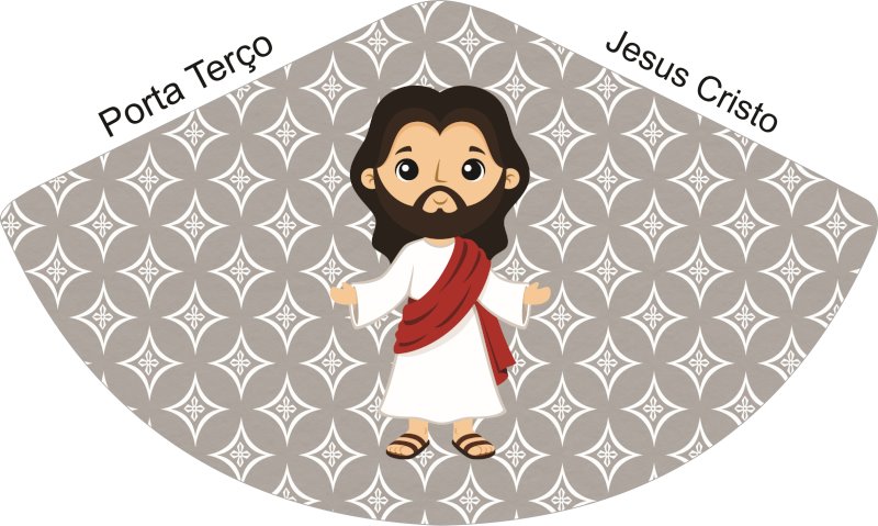 Porta Terço Jesus Cristo Fundo Cinza - Sintético Doll