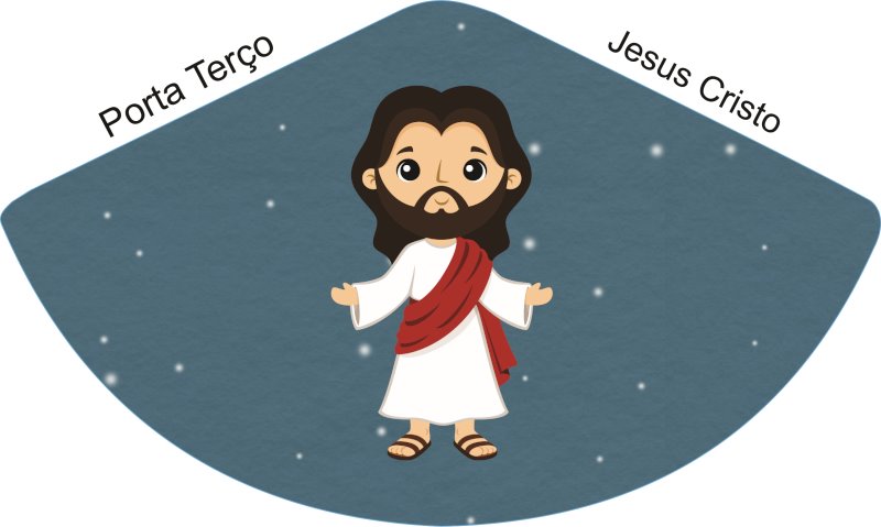 Porta Terço Jesus Cristo Fundo Petroleo - Sintético Doll