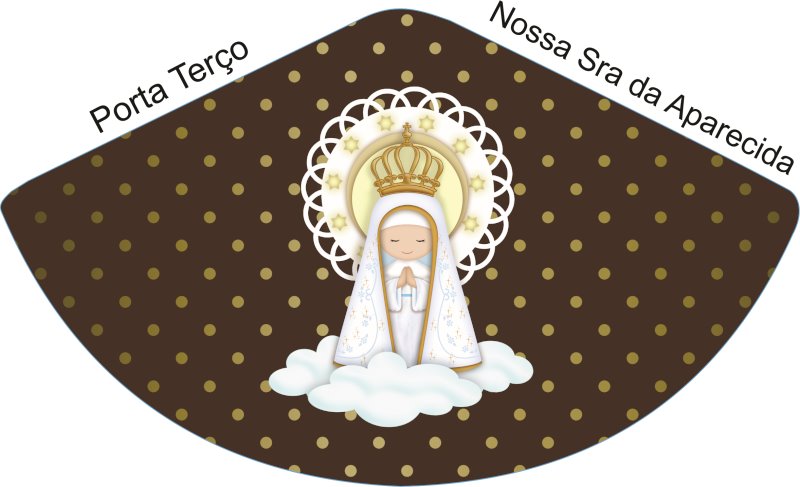 Porta Terço Nossa Senhora da Aparecida Fundo Marrom - Sintético Doll
