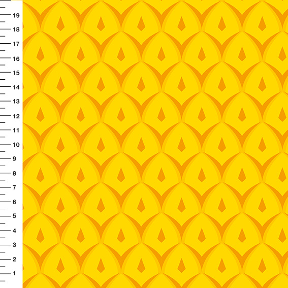 Sintético Doll Abacaxi Textura Amarelo - Meia Tigela 50cm x 1,36mt