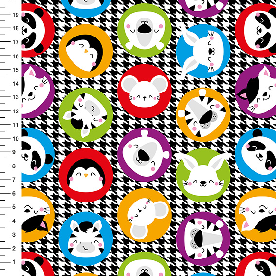 Sintético Doll Bichinhos Pied de Poule Colorido - Meia Tigela 50cm x 1,36mt