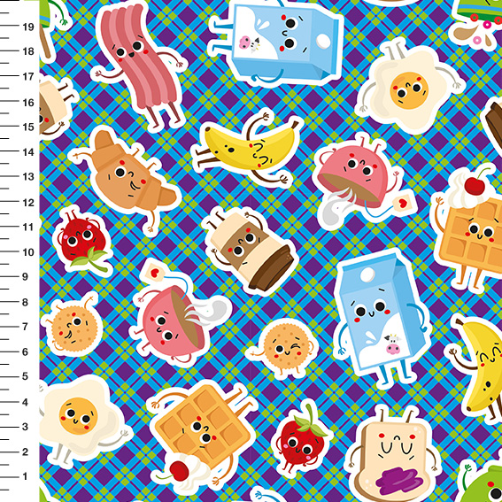 Sintético Doll Café da Manhã Xadrez Fundo Roxo - Meia Tigela 50cm x 1,36mt