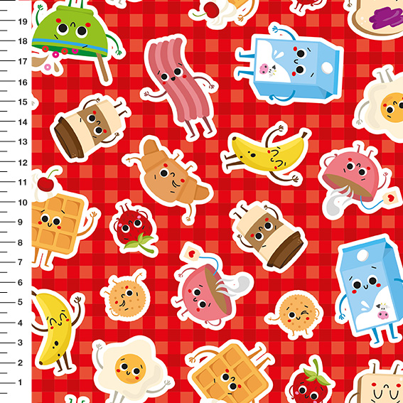 Sintético Doll Café da Manhã Xadrez Fundo Vermelho - Meia Tigela 50cm x 1,36mt