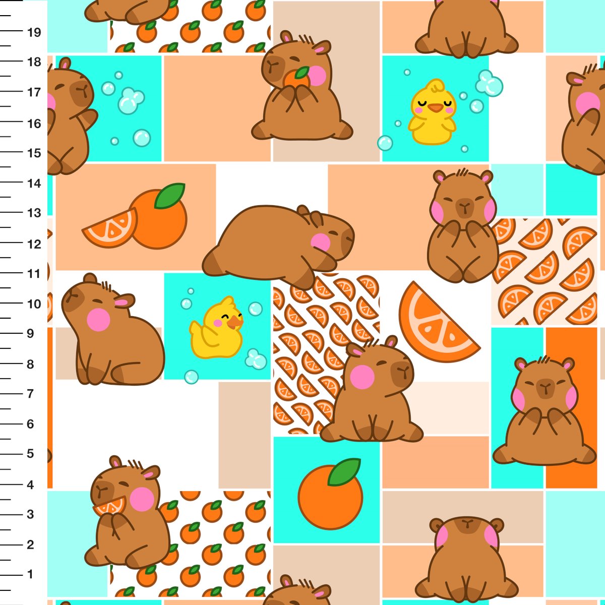 Sintetico Doll Capivara Patinho Tiffany - Meia Tigela 50cm x 1,36mt