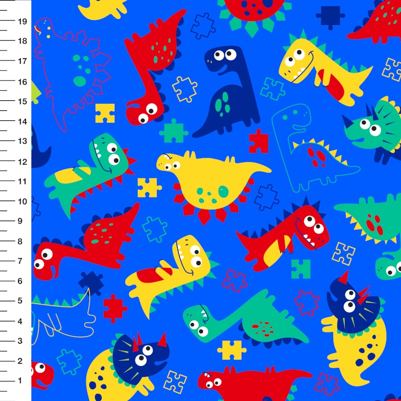 Sintético Doll Dino Quebra Cabeça Azul - Meia Tigela 50cm x 1,36mt
