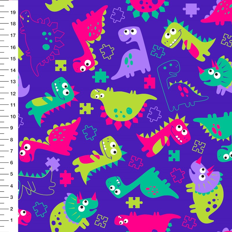 Sintético Doll Dino Quebra Cabeça Roxo - Meia Tigela 84513b 50cm x 1,36mt