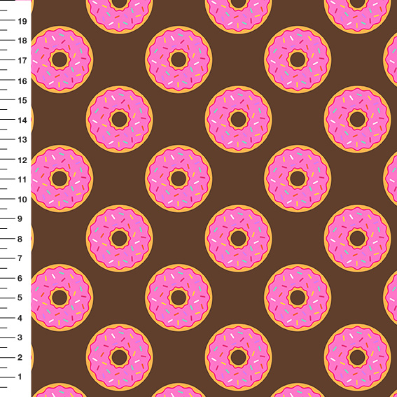 Sintético Doll Donuts Rosa Fundo Chocolate - Meia Tigela 50cm x 1,36mt