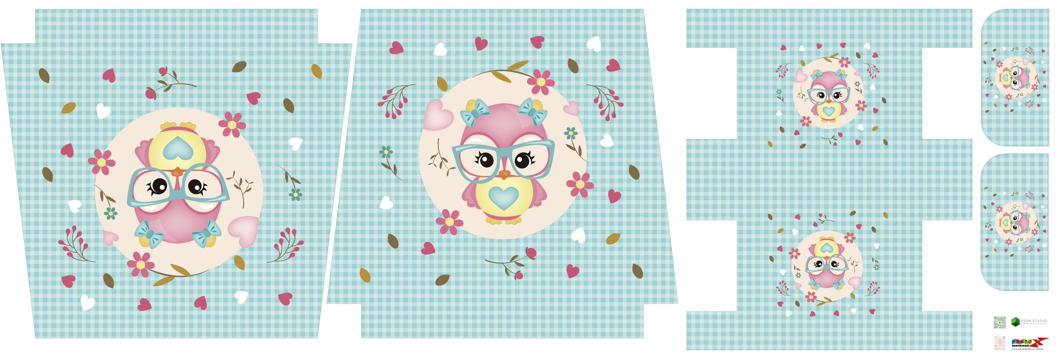 Sintético Doll - Ecobag e Necesaries Coruja Fundo Tiffany