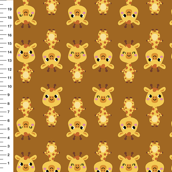 Sintético Doll Girafinhas Fundo Marrom - Meia Tigela 50cm x 1,36mt
