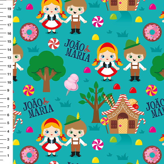 Sintético Doll João e Maria Fundo Tiffany - Meia Tigela 50cm x 1,36mt