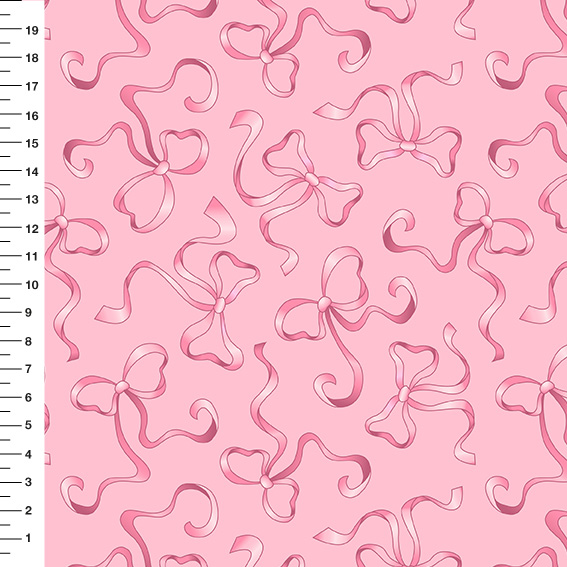 Sintético Doll Laços de Fita Fundo Rosa - Meia Tigela 50cm x 1,36mt