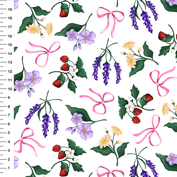 Sintético Doll Lavanda e Laços Fundo Branco - Meia Tigela 50cm x 1,36mt