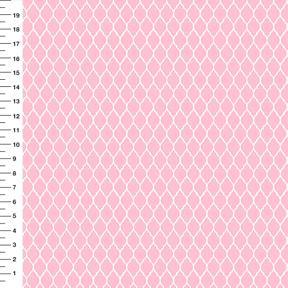 Sintético Doll Marroquino Branco Fundo Rosa Claro - Meia Tigela 50cm x 1,36mt