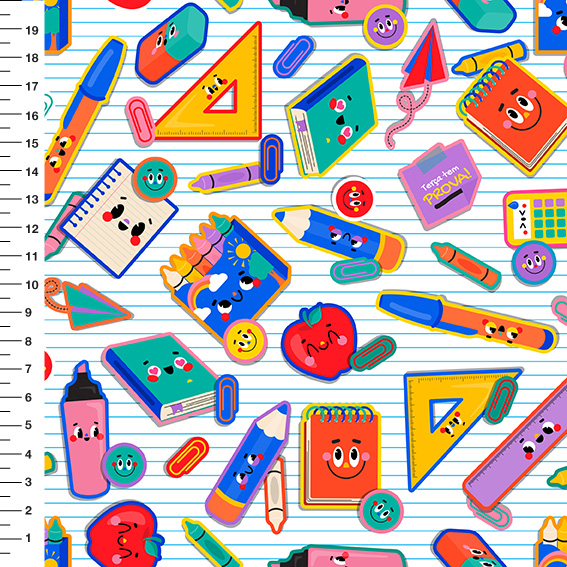 Sintético Doll Material Escolar Adesivos Fundo Pautado - Meia Tigela 50cm x 1,36mt