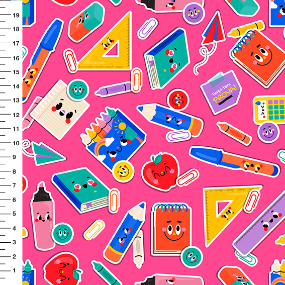 Sintético Doll Material Escolar Adesivos Fundo Pink - Meia Tigela 50cm x 1,36mt