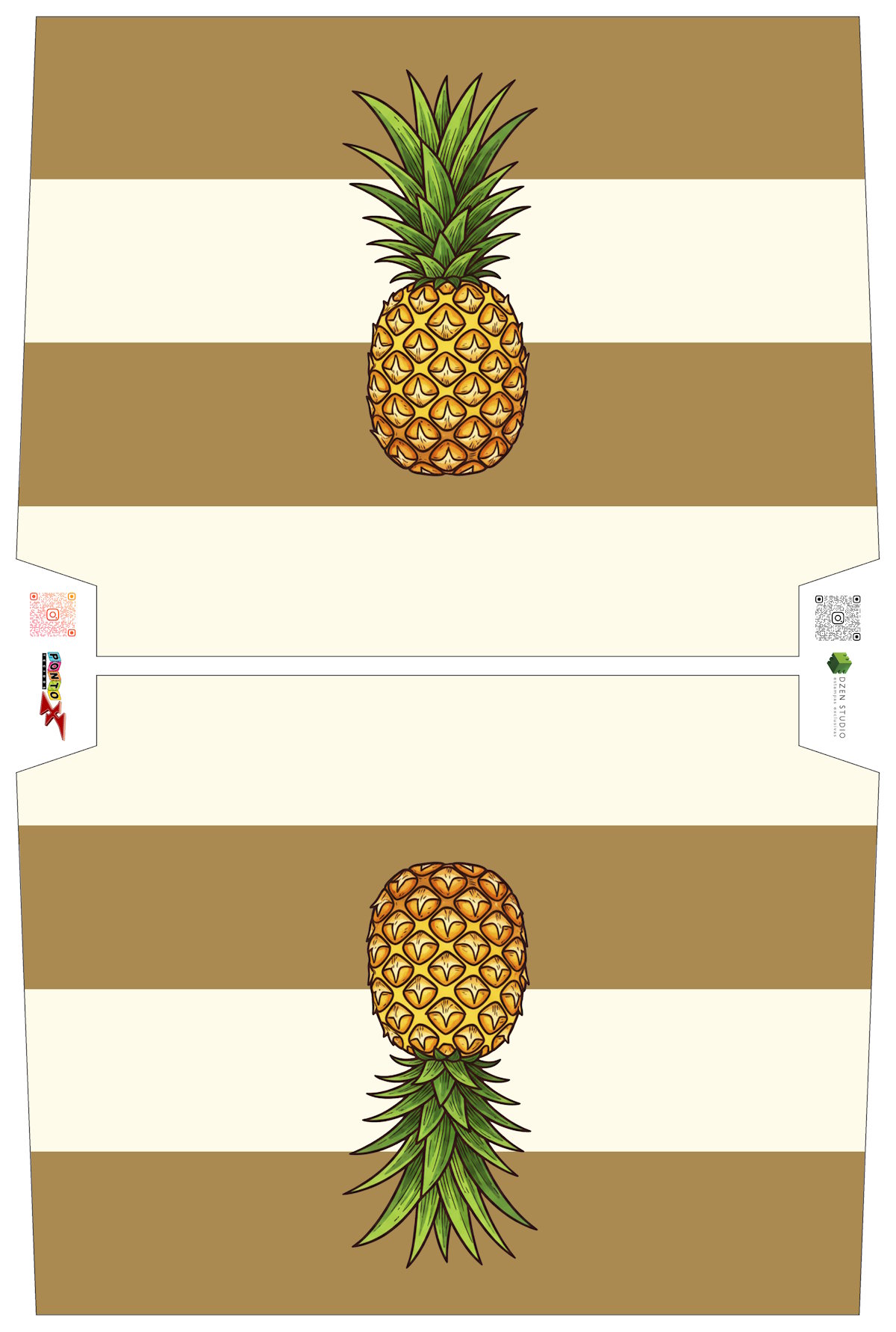 Sintético Doll Necessarie 30 x 20 Fruit Abacaxi bege