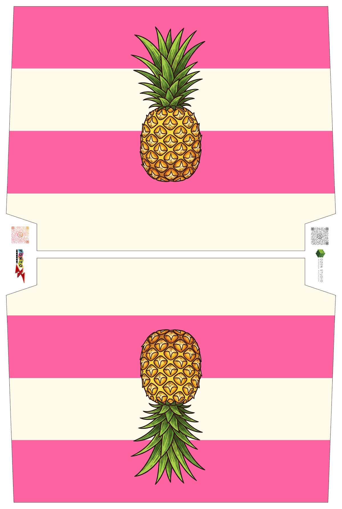 Sintético Doll Necessarie 30 x 20 Fruit Abacaxi Rosa