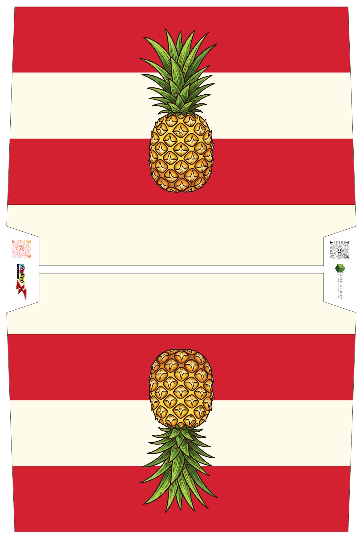 Sintético Doll Necessarie 30 x 20 Fruit Abacaxi Vermelho