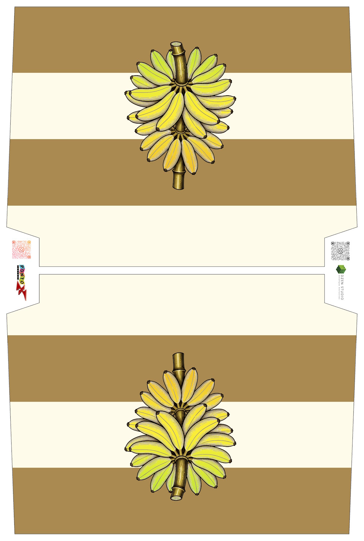 Sintético Doll Necessarie 30 x 20 Fruit Banana Bege