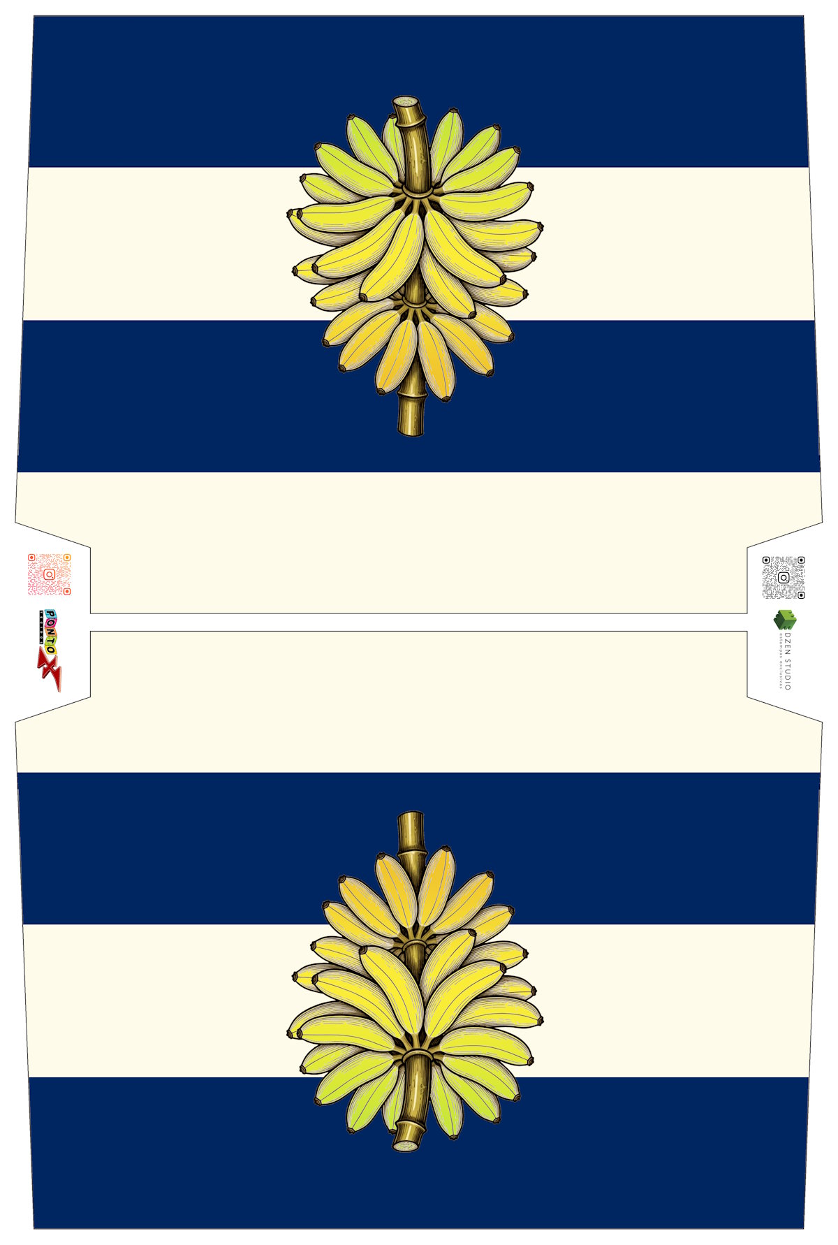 Sintético Doll Necessarie 30 x 20 Fruit Banana Marinho