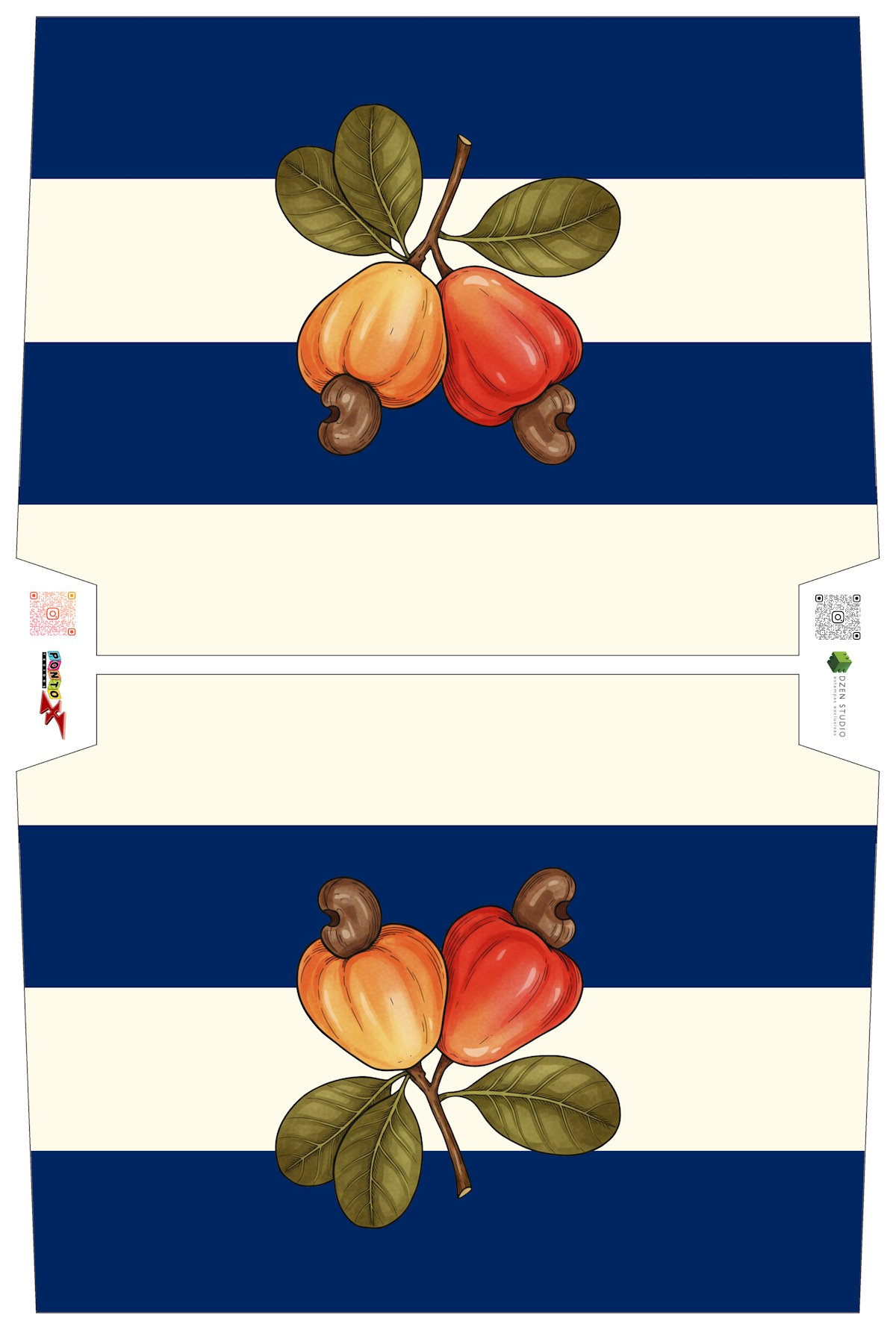 Sintético Doll Necessarie 30 x 20 Fruit Caju Bege