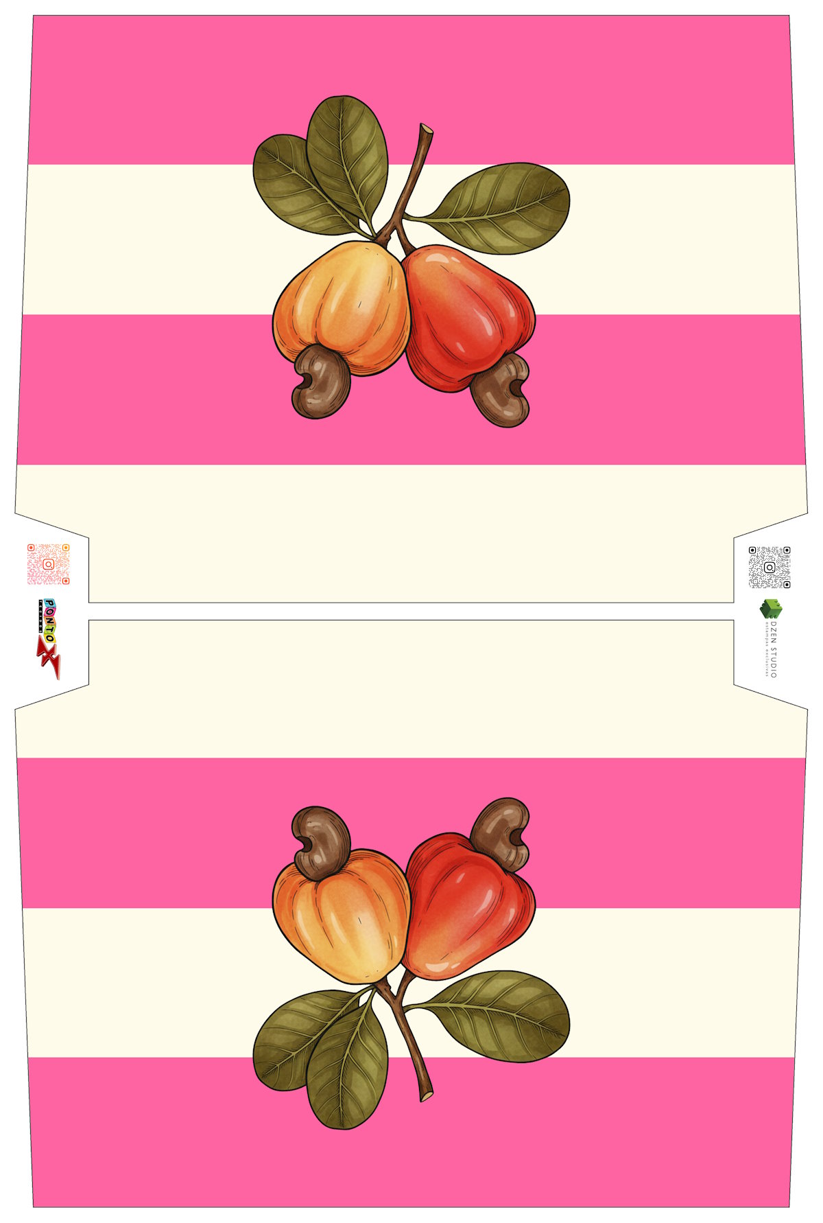 Sintético Doll Necessarie 30 x 20 Fruit Caju Rosa