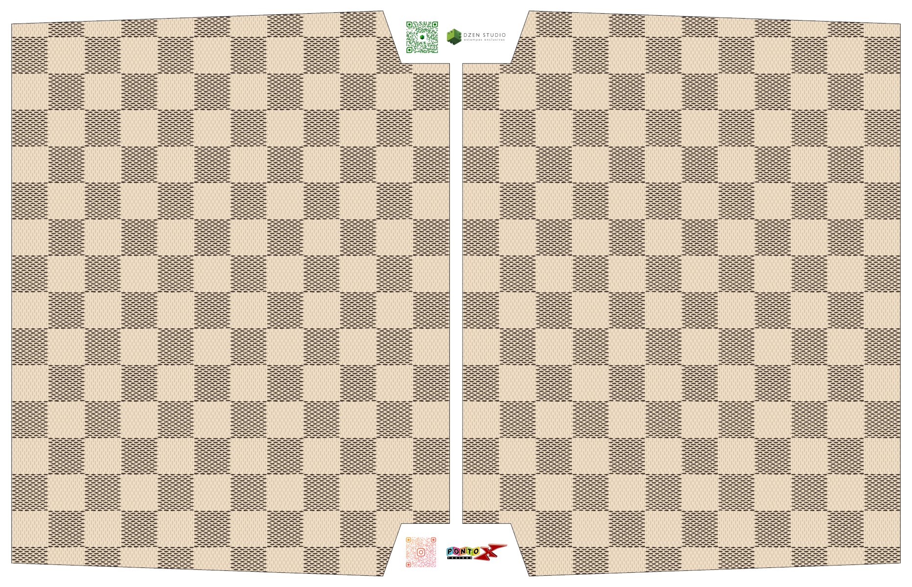 Sintético Doll Necessarie 30 x 20 Paris Xadrez Bege