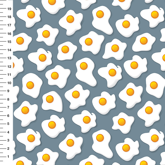 Sintético Doll Ovos Fritos Fundo Cinza - Meia Tigela 50cm x 1,36mt