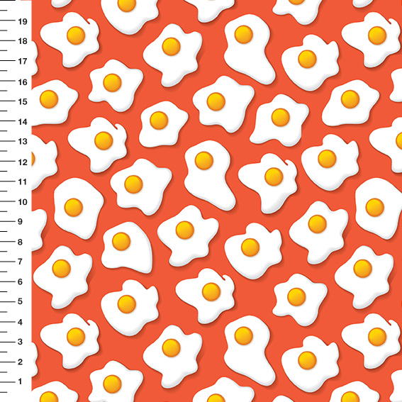 Sintético Doll Ovos Fritos Fundo Laranja - Meia Tigela 50cm x 1,36mt