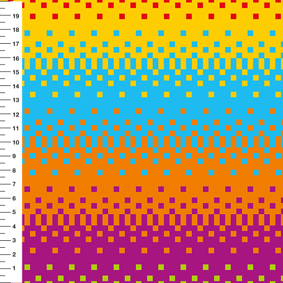 Sintético Doll Pixel Listras Coloridas - Meia Tigela 50cm x 1,36mt