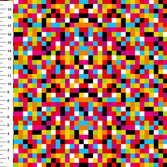 Sintético Doll Pixels Coloridos - Meia Tigela 50cm x 1,36mt