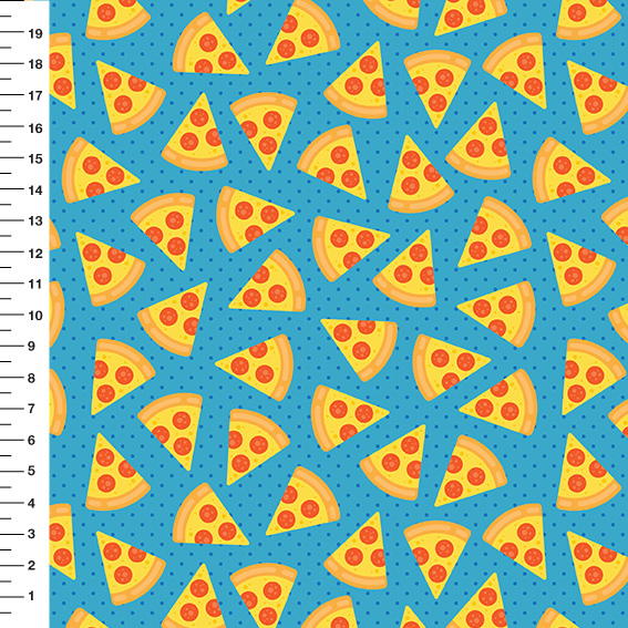Sintético Doll Pizza Poá Fundo Azul - Meia Tigela 50cm x 1,36mt