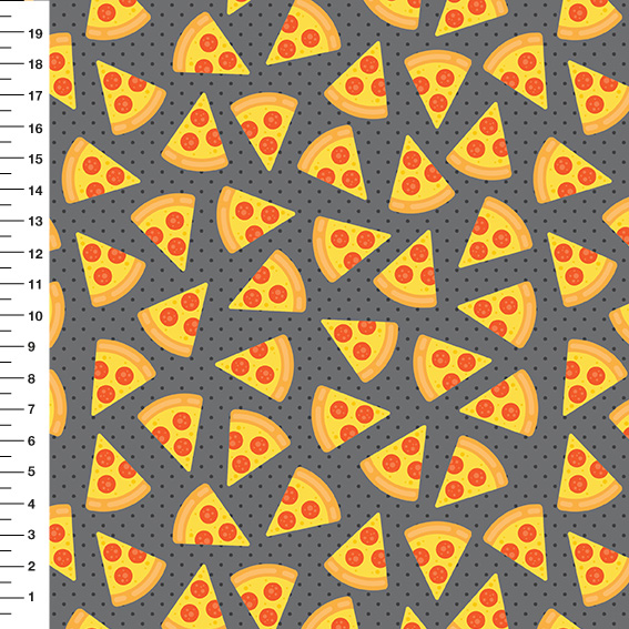 Sintético Doll Pizza Poá Fundo Cinza - Meia Tigela 50cm x 1,36mt