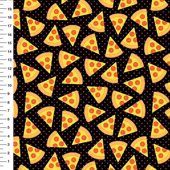 Sintético Doll Pizza Poá Fundo Preto - Meia Tigela 50cm x 1,36mt